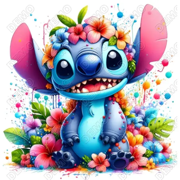Lilo & Stitch  FLower DTF  Shirt Iron on Transfer