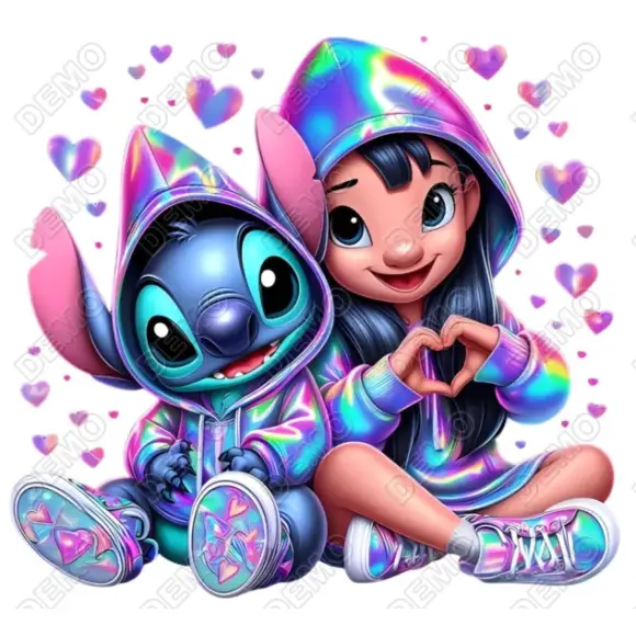 Lilo & Stitch Neon  DTF  Shirt Iron on Transfer