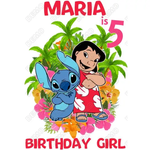 Lilo and Stitch  Birthday Custom DTF  Iron on Transfer