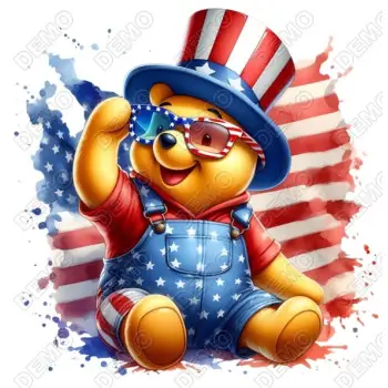 Pooh Independence day  DTF  Iron on Transfer 