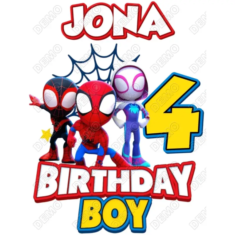 Spidey and His Amazing Friends Birthday Name/Age DTF Iron on Transfer Spidey and His Amazing Friends Birthday Name/Age DTF Iron on Transfer
