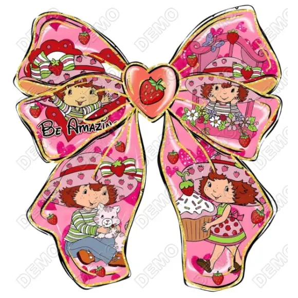Strawberry Shortcake  Bow DTF Iron on Transfer