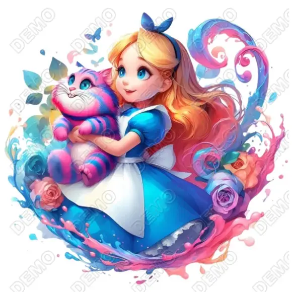 Alice in Wonderland  Cat  DTF  Shirt Iron on  Transfer N8