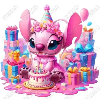 Angel Birthday Stitch  DTF Iron on Transfer 