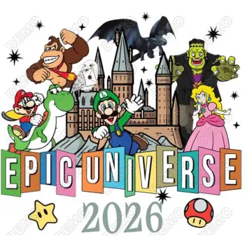 Epic Universe DTF  Shirt Heat Iron on Transfer 