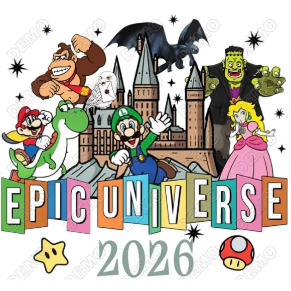 Epic Universe DTF  Shirt Heat Iron on Transfer