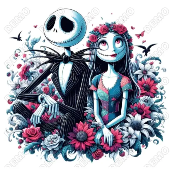Jack Skellington and Sally  DTF Iron on Transfer N23