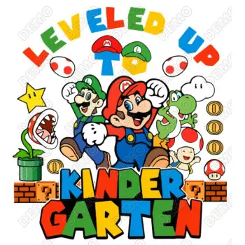 Leveled Up Kindergarten Mario  DTF Iron on Transfer 