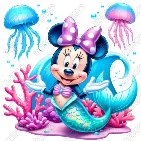 Minnie Mouse Mermaid  DTF Iron on Transfer