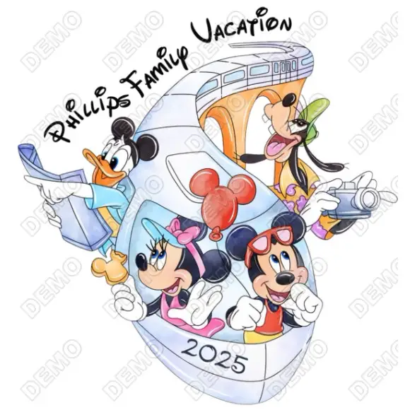 Monorail Disney Family Vacation DTF Shirt Iron on Transfer