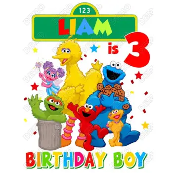 Sesame Street Birthday  Name Personalized Custom DTF Shirt Iron on Transfer 