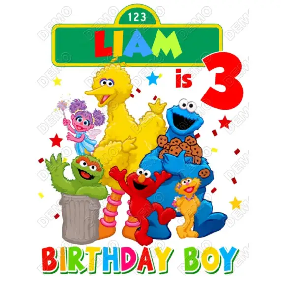 Sesame Street Birthday  Name Personalized Custom DTF Shirt Iron on Transfer