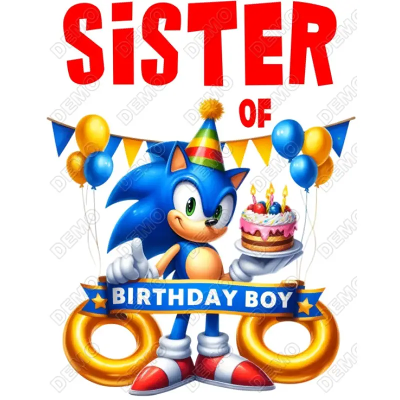 Sonic Family Member  Birthday Custom  DTF  Shirt Iron on Transfer