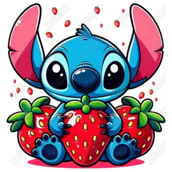 Stitch with Strawberry  DTF Iron on Transfer 