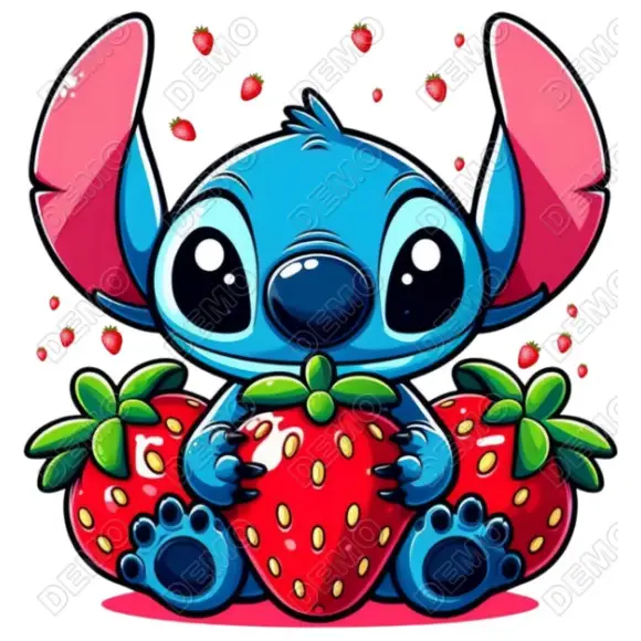 Stitch with Strawberry  DTF Iron on Transfer