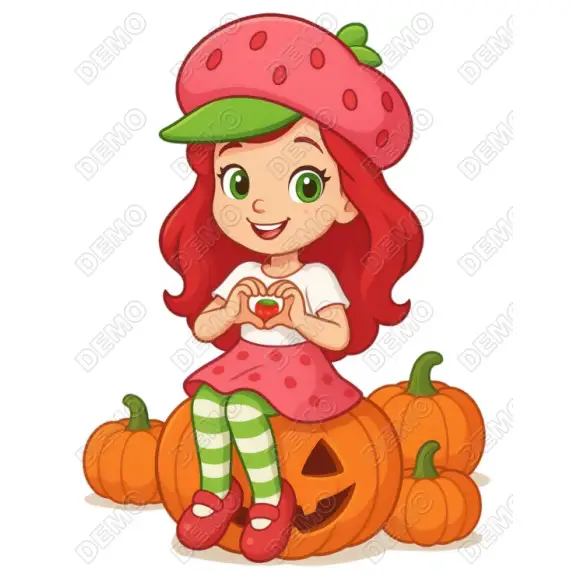 Strawberry Shortcake  Pumpkin Halloween DTF Iron on Transfer