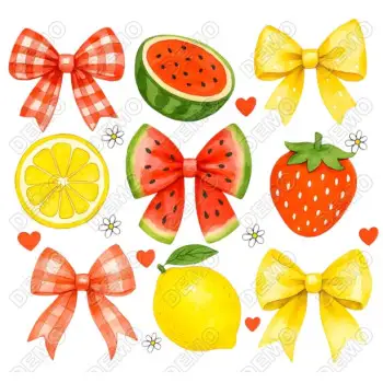 Watermelon Lemons Bow DTF Iron on Transfer 