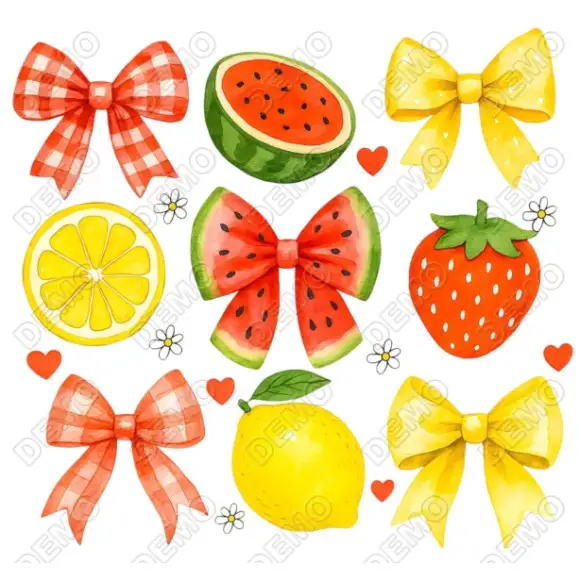 Watermelon Lemons Bow DTF Iron on Transfer Watermelon Lemons Bow DTF Iron on Transfer