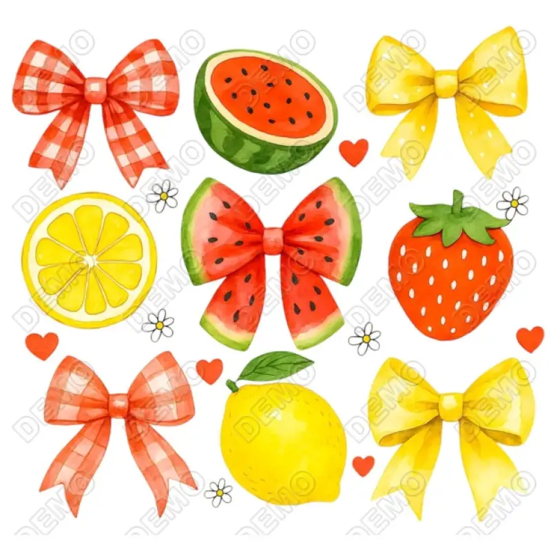 Watermelon Lemons Bow DTF Iron on Transfer Watermelon Lemons Bow DTF Iron on Transfer