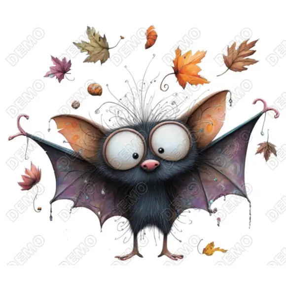 Whimsical  Halloween Bat  DTF Iron on Transfer