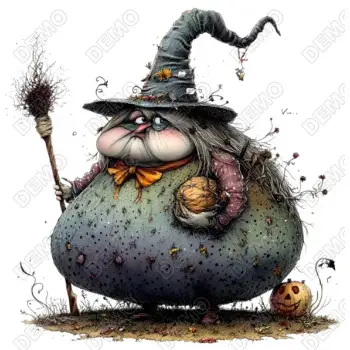 Whimsical  Halloween Witch  DTF Iron on Transfer 