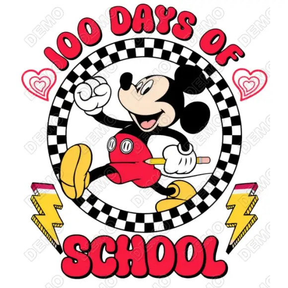100 Days of School Mickey Mouse DTF  Iron on Transfer