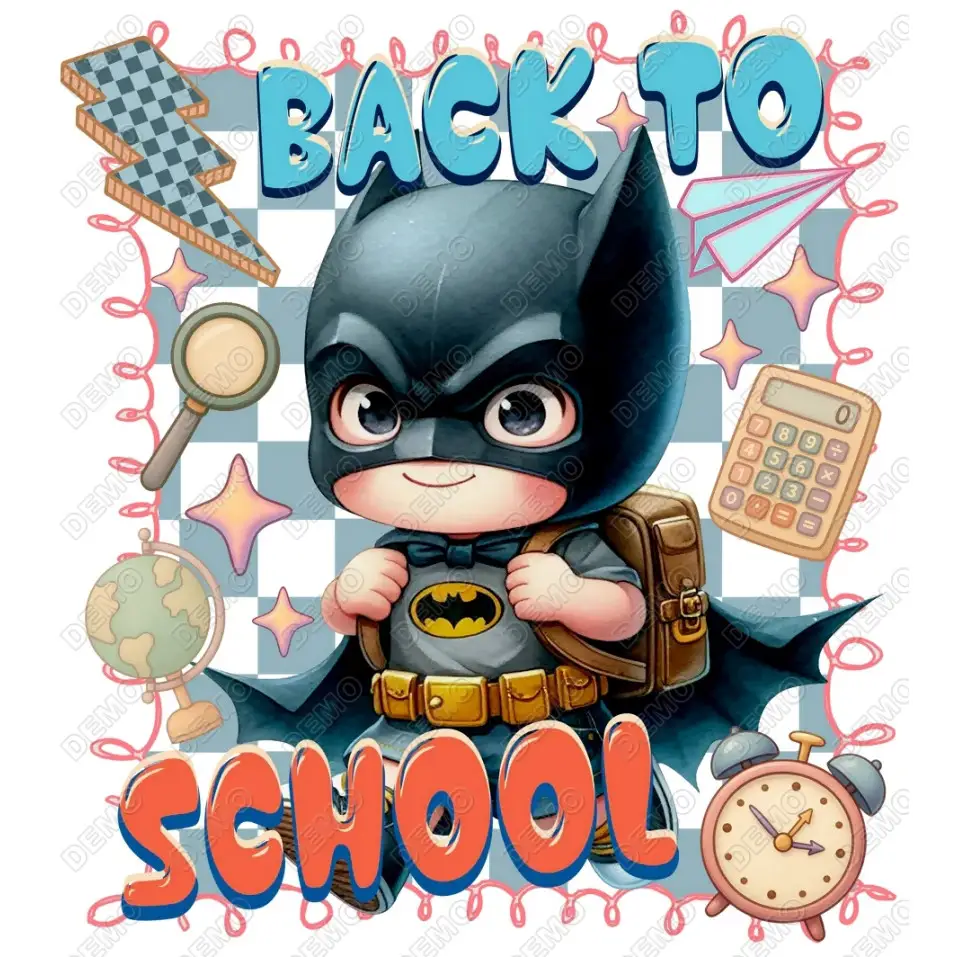 Back to School  Batman  DTF Iron on Transfer