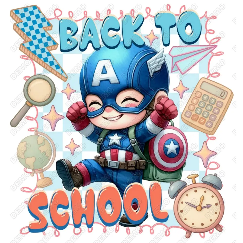Back to School   Captain America   DTF Iron on Transfer