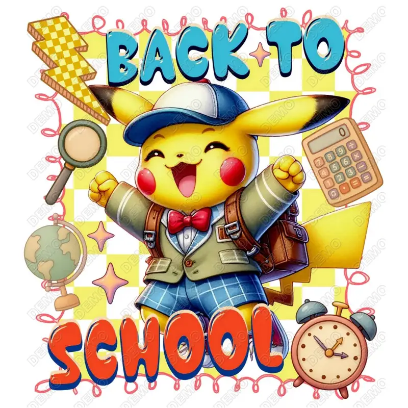 Back to School POkemon DTF Iron on Transfer N8 Back to School POkemon DTF Iron on Transfer N8