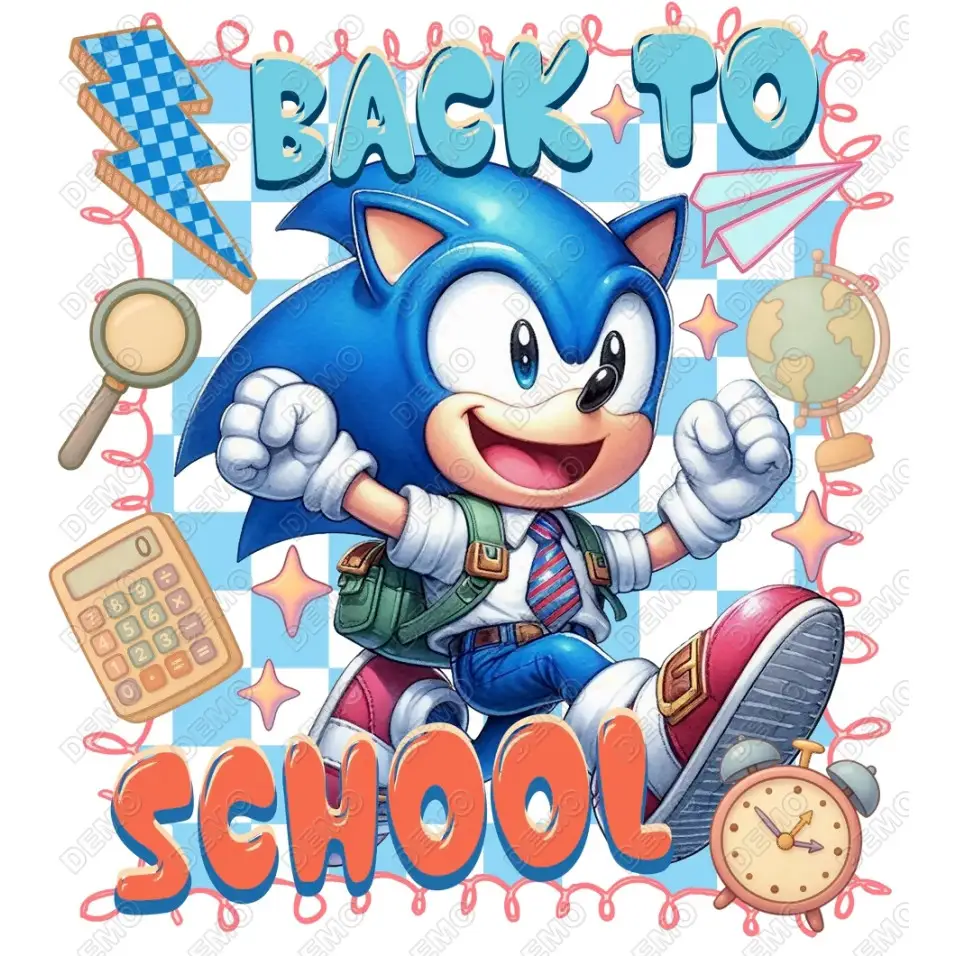 Back to School  Sonic Running   DTF Iron on Transfer