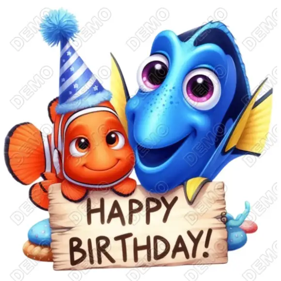 Finding Nemo Happy Birthday   DTF Shirt  Iron on Transfer