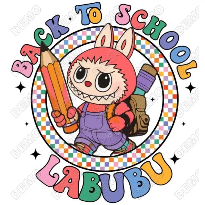 Labubu Back to School DTF Iron on Transfer N1 Labubu Back to School DTF Iron on Transfer N1