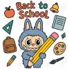 Labubu Doll Back to School  DTF Iron on Transfer 