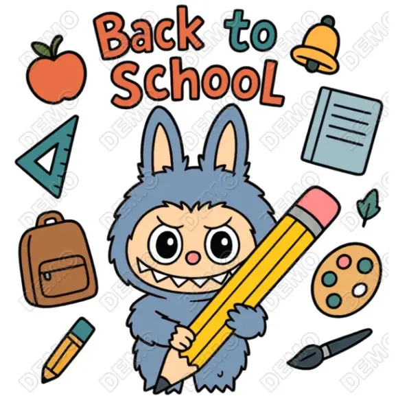 Labubu Doll Back to School  DTF Iron on Transfer