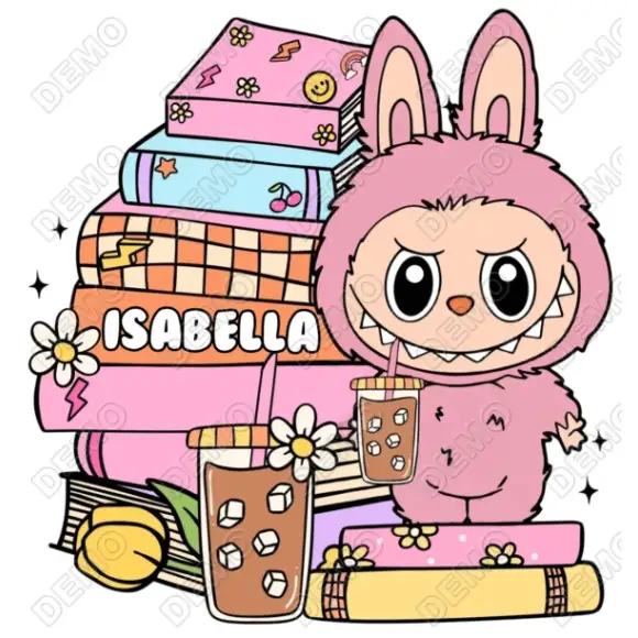 Labubu School Custom  Name DTF  Shirt Iron on Transfer