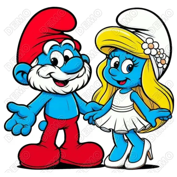 Papa Smurf and Smurfette DTF  DTF  Iron on Transfer