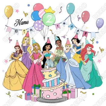 Princess Disney   Birthday Custom  DTF  Shirt Iron on Transfer 