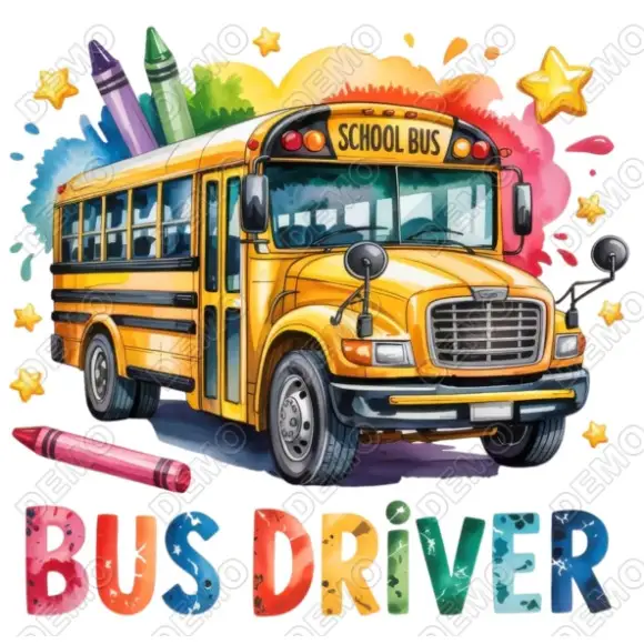 School Bus  Driver   DTF  Iron on Transfer