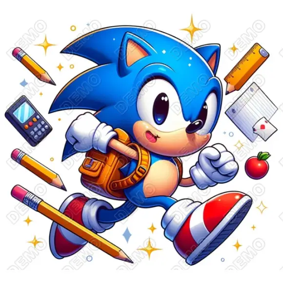 Sonic Back to School  DTF  T Shirt Iron on Transfer