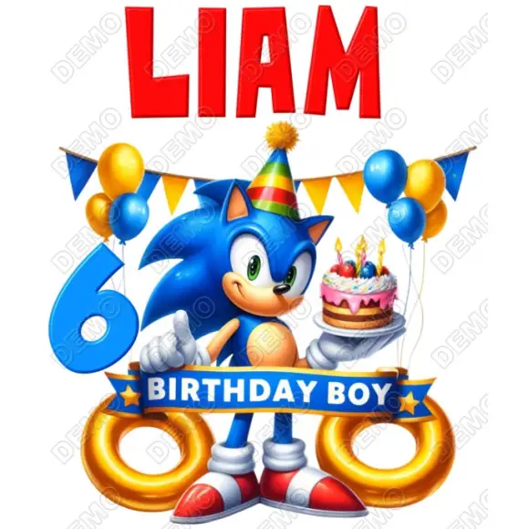 Sonic the Hedgehog   Personalized DTF  Shirt Iron on Transfer