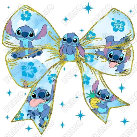 Stitch Bow  DTF  Iron on Transfer