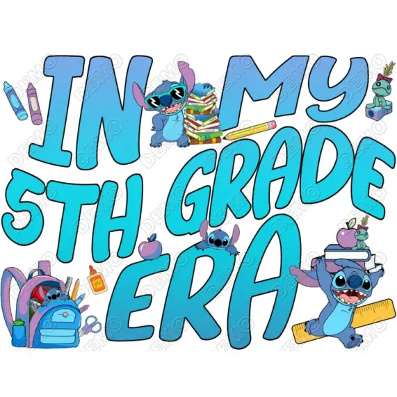Stitch School Select Your Grade Era  DTF  Shirt Iron on Transfer