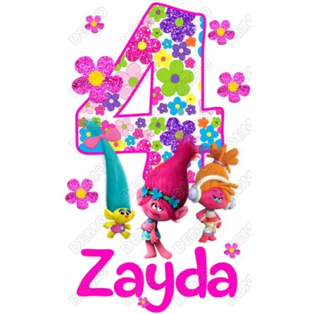 Trolls  Birthday Personalized  DTF  Shirt Iron on Transfer