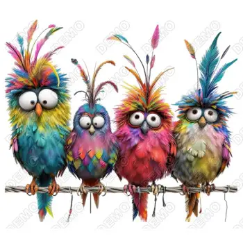 Whimsical  Birds  Creatures DTF Iron on Transfer 