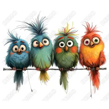 Whimsical  Cute Birds  DTF Iron on Transfer 