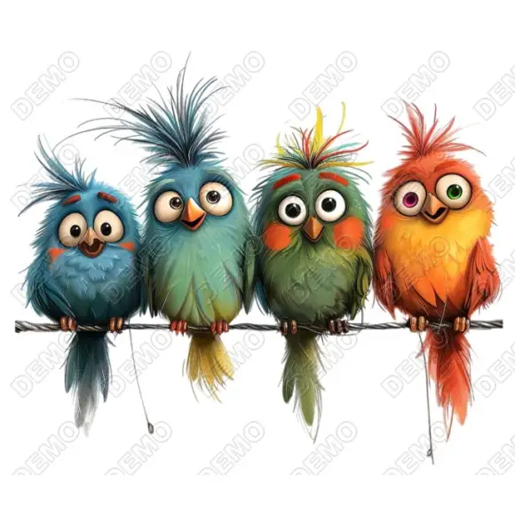 Whimsical  Cute Birds  DTF Iron on Transfer