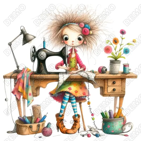 Whimsical  Fairy Sewing DTF Iron on Transfer