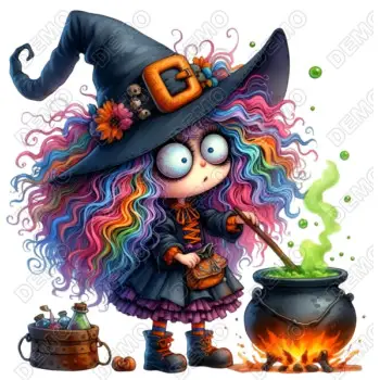 Whimsical  Witch DTF Iron on Transfer 
