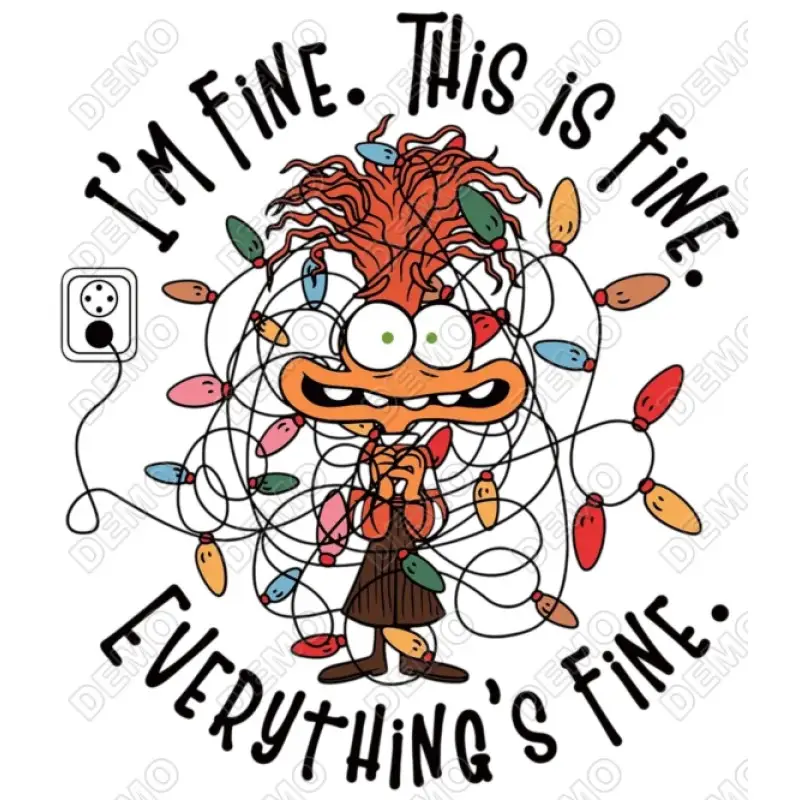 Christmas  Anxiety Inside Out  I'm Fine DTF  Shirt Iron on Transfer Christmas  Anxiety Inside Out  I'm Fine DTF  Shirt Iron on Transfer