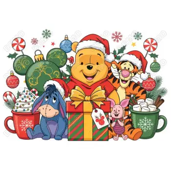 Christmas Pooh  DTF  Iron on Transfer 